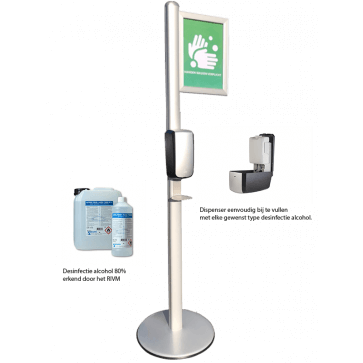 Zeer stabiele desinfectiezuil met Professionele Automatische SPRAY No Touch dispenser